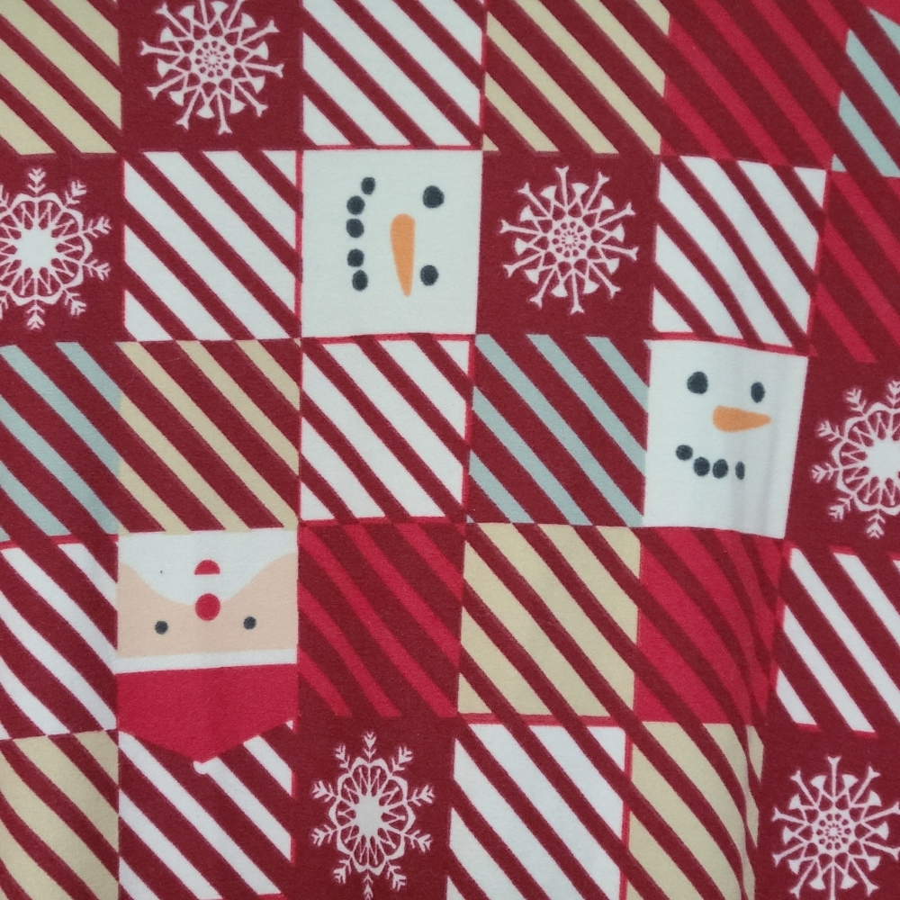 Red & White Festive Santa & Frosty Snowman ~ Leggings Fabric LLR Classic T Small - Picture 2 of 5